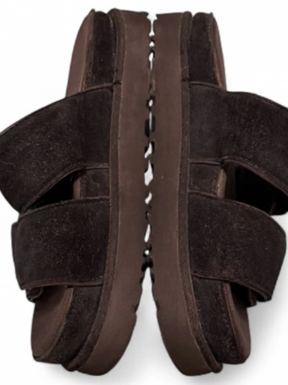 UGG Greer Black Suede Platform Slide Sandals Women’s Size 9.5 Y2K Logo Chunky